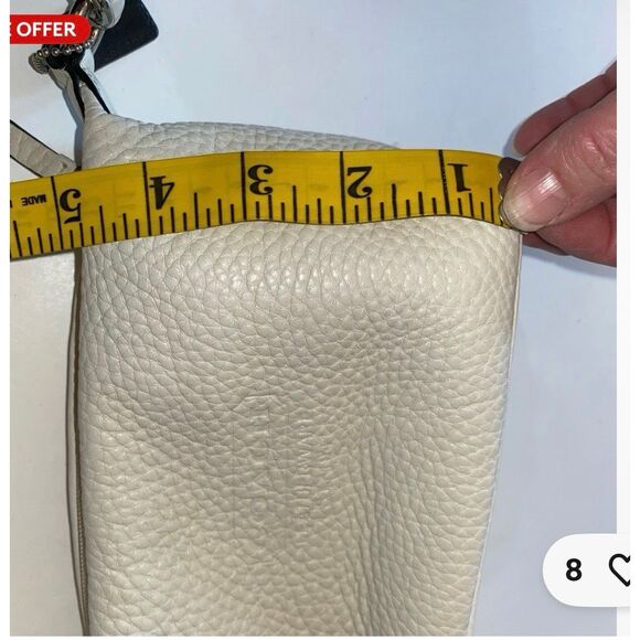 Coach white logo pebble leather baguette bag tote bag - Picture 10 of 12